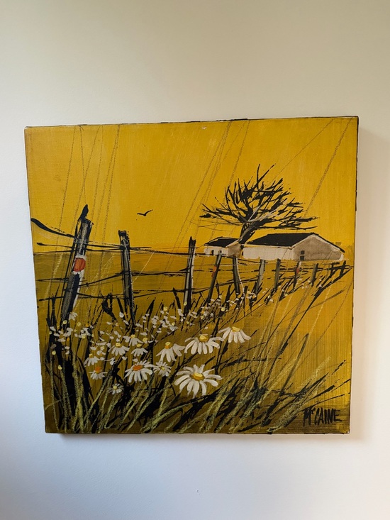 McCaine Other - Vintage Painting Robert McCaine Oil Painting on Canvas Daisy Flower Retro Boho